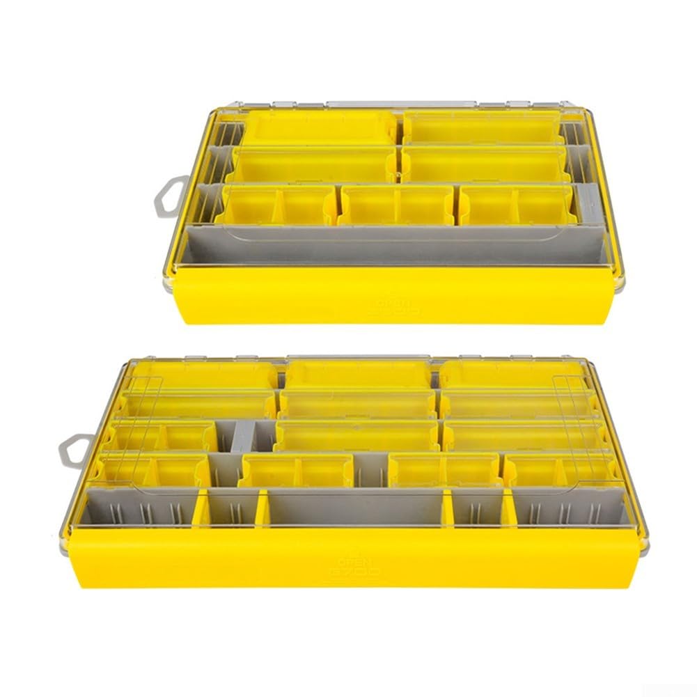 Caja de aparejos de pesca de una sola capa con separadores precortados, tapa transparente, caja de almacenamiento de polipropileno para anzuelos, cebos, plomos, señuelos, contenedor