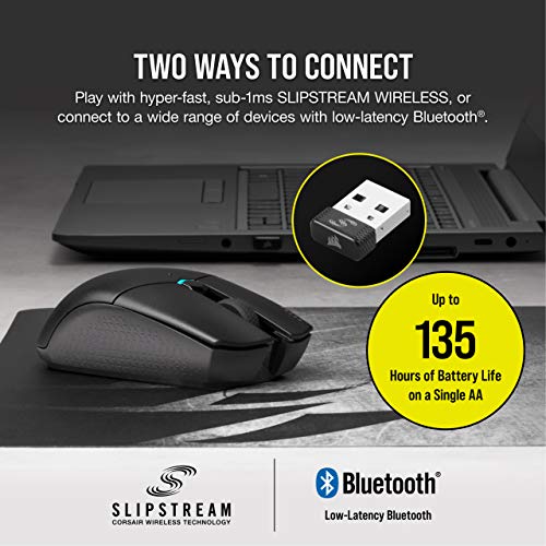 Image of Corsair Katar Pro Wireless, Lightweight FPS /MOBA Bluetooth, Wi-Fi Gaming Mouse with Slipstream Technology, Compact Symmetric Shape, 10000 DPI (Black)