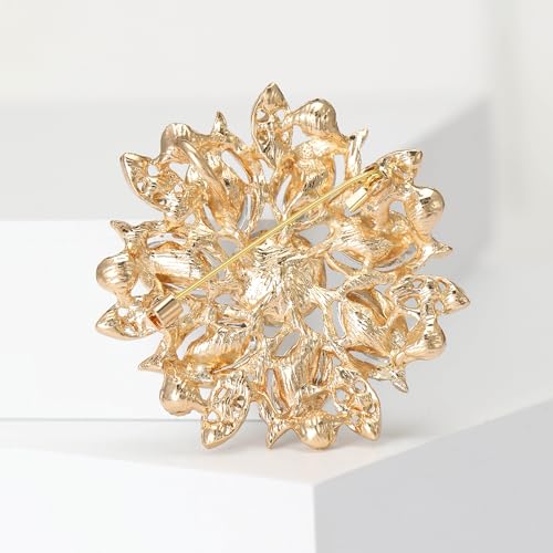 Image of Trendy Large Rhinestone Flower Brooches 8-color for Women Luxury Office Party Casual Pins Jewelry Accessories Gifts