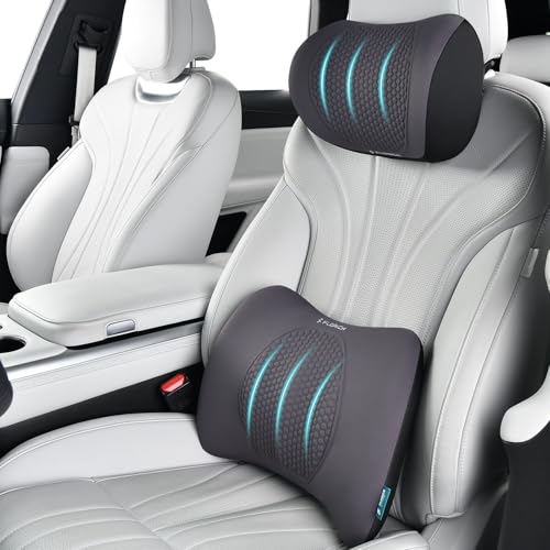 Image of FLORICH Lumbar Support with Car headrest Back Pillow for Chair Headrest Pillow with Gel Memory Foam Massage Point Memory Foam Back Pillow for Office Chair(Grey)