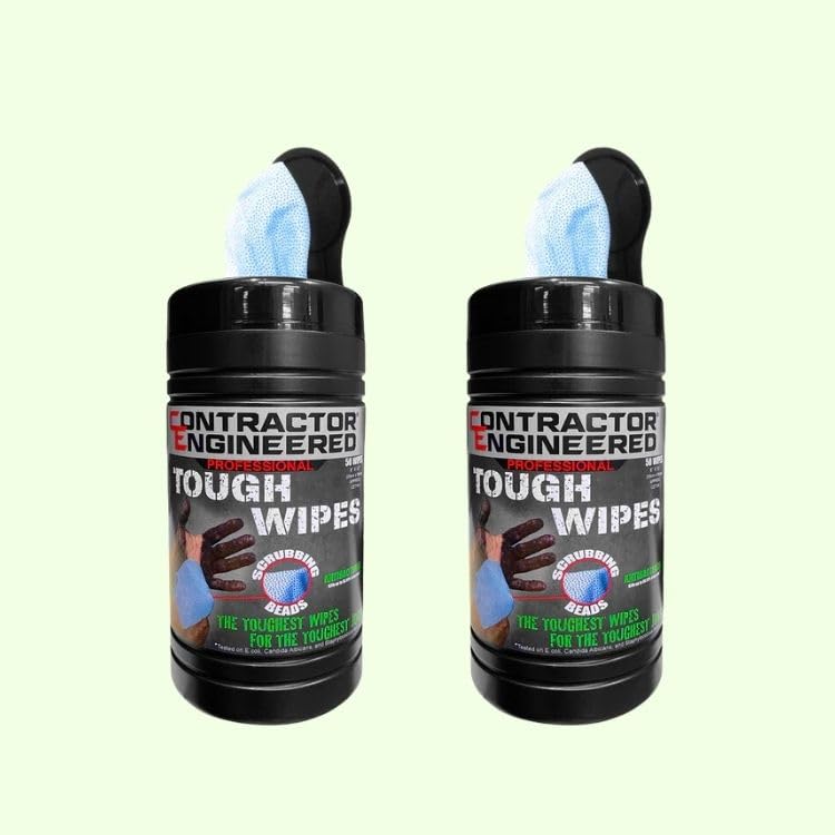 CE TOOLS COMBO Pro Tough Wipes with Scrubbing Beads, 60 Count BARREL. 8" X 12" (20cm x 30cm) Approx. (Barrels x 2)