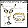 MILACOLATO Mjolnir Necklace Bracelet Silver/Gold Viking Jewellery for Men Stainless Steel Thor Hammer Pendant with 61cm Heavy Chunky Byzantine Chain Necklace Cuban Link Bracelet Chain Gift G #1