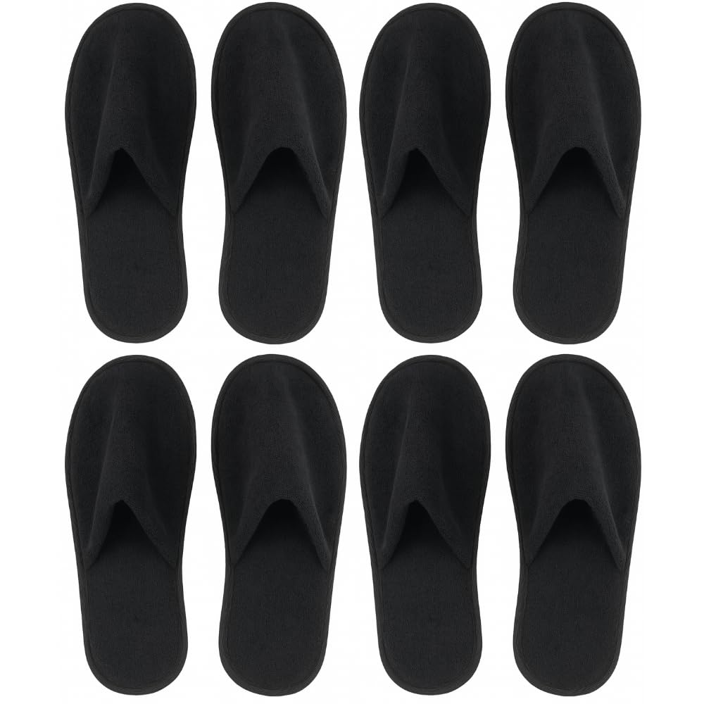 Caneco Unisex Black Hotel Slippers – Disposable, Eco-Friendly Spa Footwear for Men & Women, Perfect for Guests, Travel & Home Comfort (Pack of 4 Pairs)-image-23