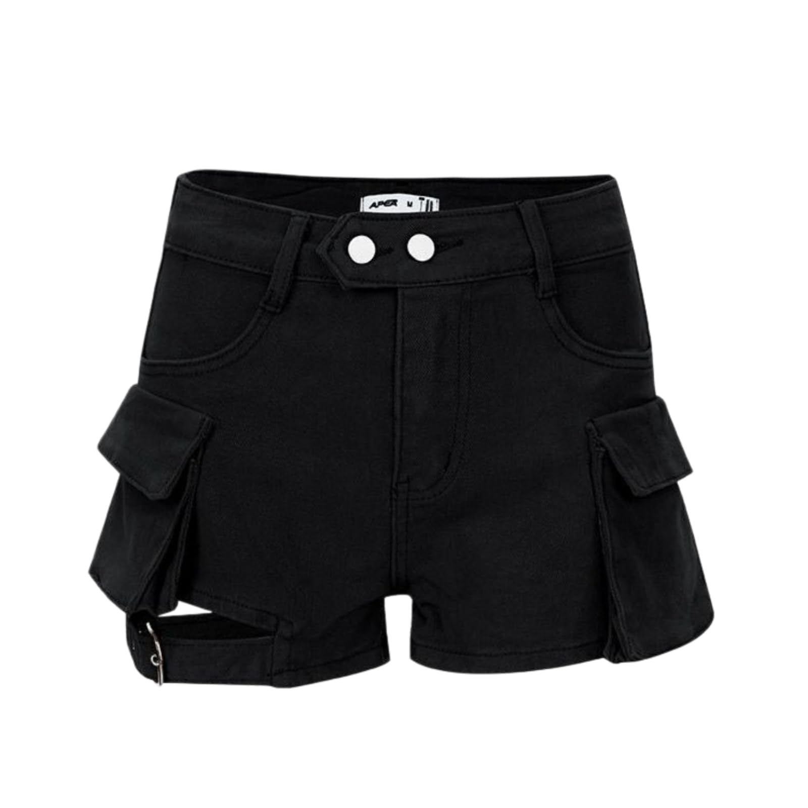 WANGSHUO Shorts di Jeans Donna Donne Alta Vita Cargo Denim Khaki Multi-Pocket Estate Casual Pantaloni Corti-Dark Brown-l
