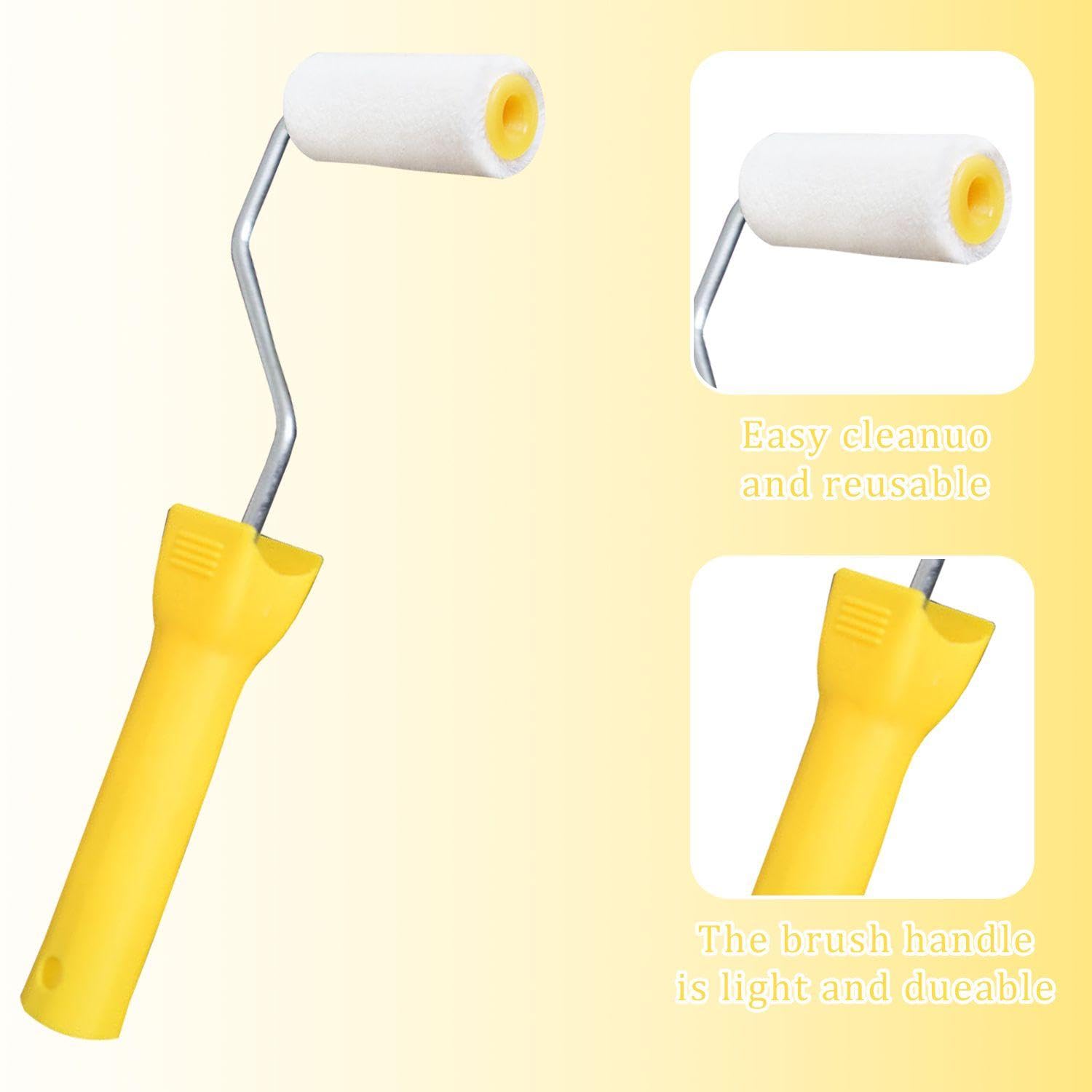 Manico In Ferro Da 2 Pezzi E Testa A 4 Pezzi, Pennello A Rullo Di Vernice, Strumenti Di Pittura, Accessori Artigianali Fai-Da-Te.