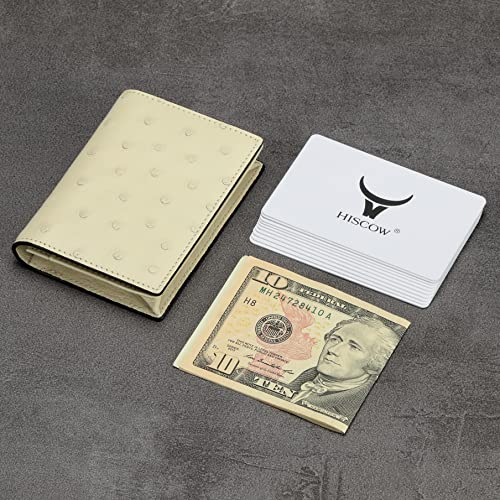 Image of HISCOW Full Grain Leather Business Card Holder Case | Minimalist EDC wallet, gusset holds 25 cards, ID window, fits folded bills, bifold profile, premium gifts for men & women
