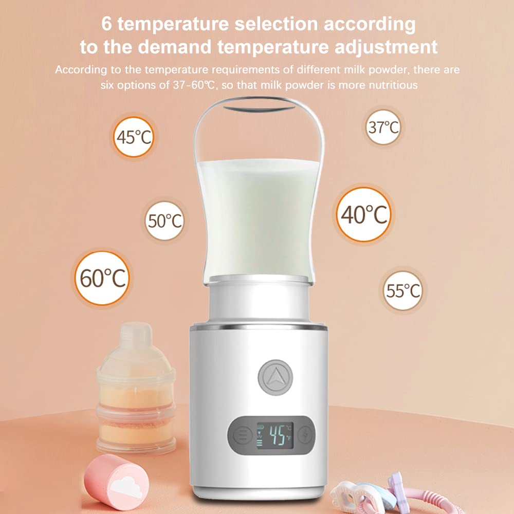 Podgrzewacz do butelek 3 w 1, przenośny podgrzewacz do mleka, rozmrażanie mleka dla niemowląt z 6 ustawieniami temperatury, 5500 mAh, zdejmowany podgrzewacz do butelek z mlekiem wschodnim i wody