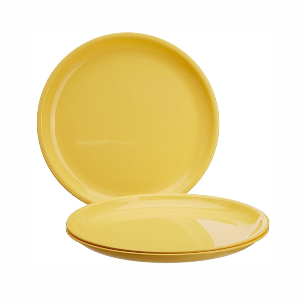 Signoraware Round Plastic Full Plate Set, Set of 3, Lemon Yellow