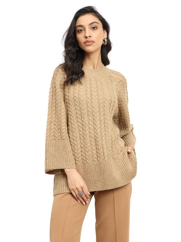 salt attire Gigi Beige Cable Knit Sweater-picture-47