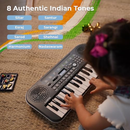 Image of Kadence K-Tone 32B Mini Keyboard for Kids | 32 Accordion Keys | 128 Rhythms & Tones | 30 Demo Songs, 15 Real Voices & 8 Indian Instruments | Dual Speakers with Recording | With Power Adapter | Blue