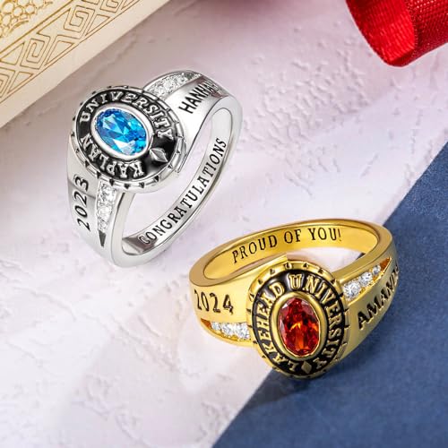 Custom High School Class Rings 925 Sterling Silver/Brass Personalized University Graduation Ring For Women College Rings Gifts For Daughter Girlfriends Her3