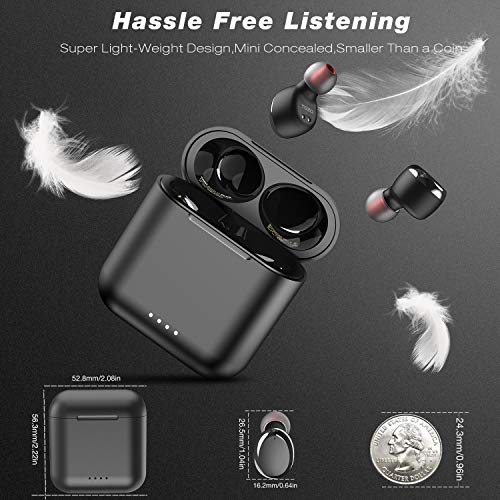 TOZO T6 True Wireless Earbuds Bluetooth Headphones Touch Control with Wireless Charging Case IPX8 Waterproof TWS Stereo Earphones in-Ear Built-in Mic Headset Premium Deep Bass for Sport Black