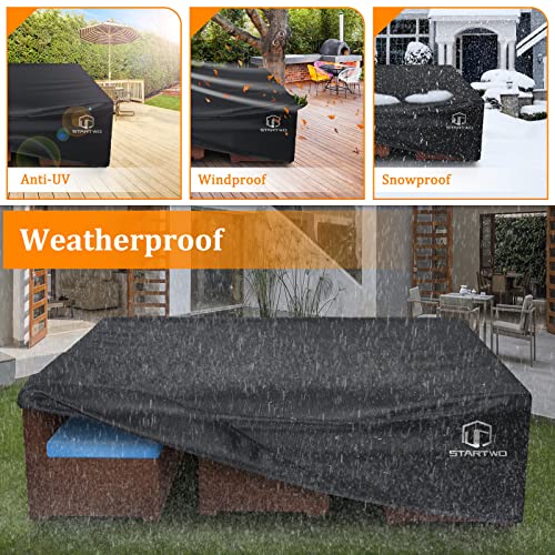 Startwo TABLECOVERS-5-7 Patio Furniture Covers Waterproof, Anti-Uv Tear-Resistant 500D Heavy Duty 7-12 Seats Outdoor Furniture Set Cover thumb #5