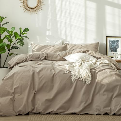 Image of MooMee Duvet Cover Set 100% Washed Cotton Linen Like Oversized King