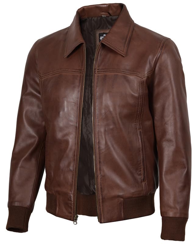 Decrum Real Leather Jacket Men - Lambskin Trucker Leather Jackets for Men