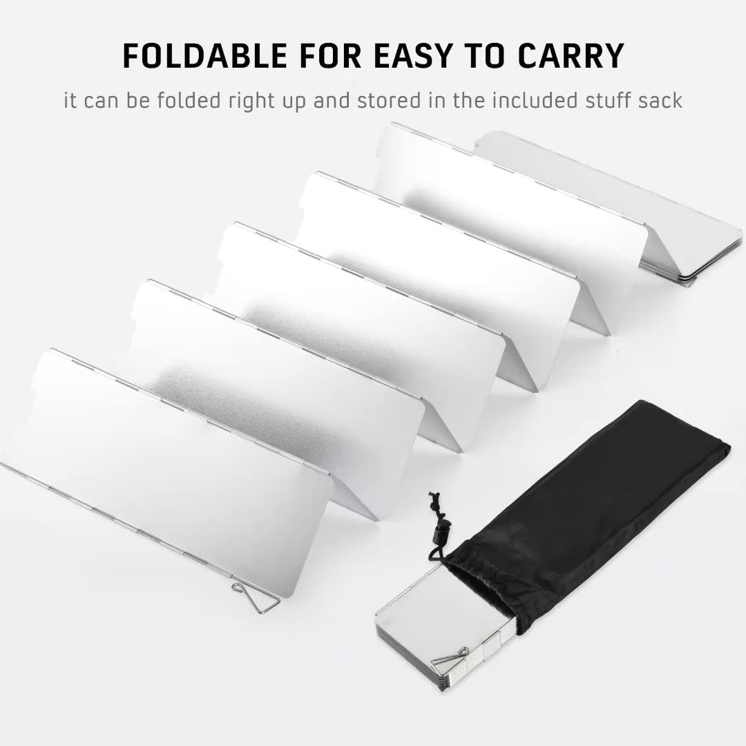 Aluminium Windschutz für Campingkocher Faltbarer Windschutz für Gaskocher, 16-Lamellen Camping Windschutzscheibe Campingkocher Windscreen für Outdoor Öfen Campingkochern Gaskochern