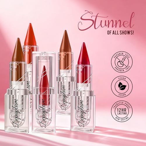 Image of Depuplum Brown Lipstick Gradient Matte Lip Liner Combo for Women