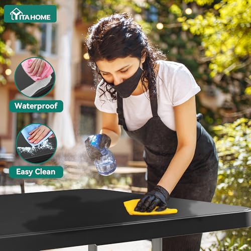 YITAHOME 8FT Folding Tables, Heavy Duty Folding Table with Carrying Handle, Plastic Fold up Table for Outdoor Camping Picnic Parties/Indoor Events, Black by YITAHOME - Image 4