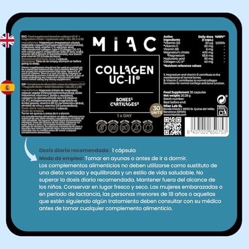 Colágeno tipo 2 40 mg UC-II Colageno con magnesio y Acido hialuronico + Vitamina C. Para Huesos y Articulaciones - No Desnaturalizado - Movilidad y Flexibilidad. 30 Cápsulas Veganas - imagen 8