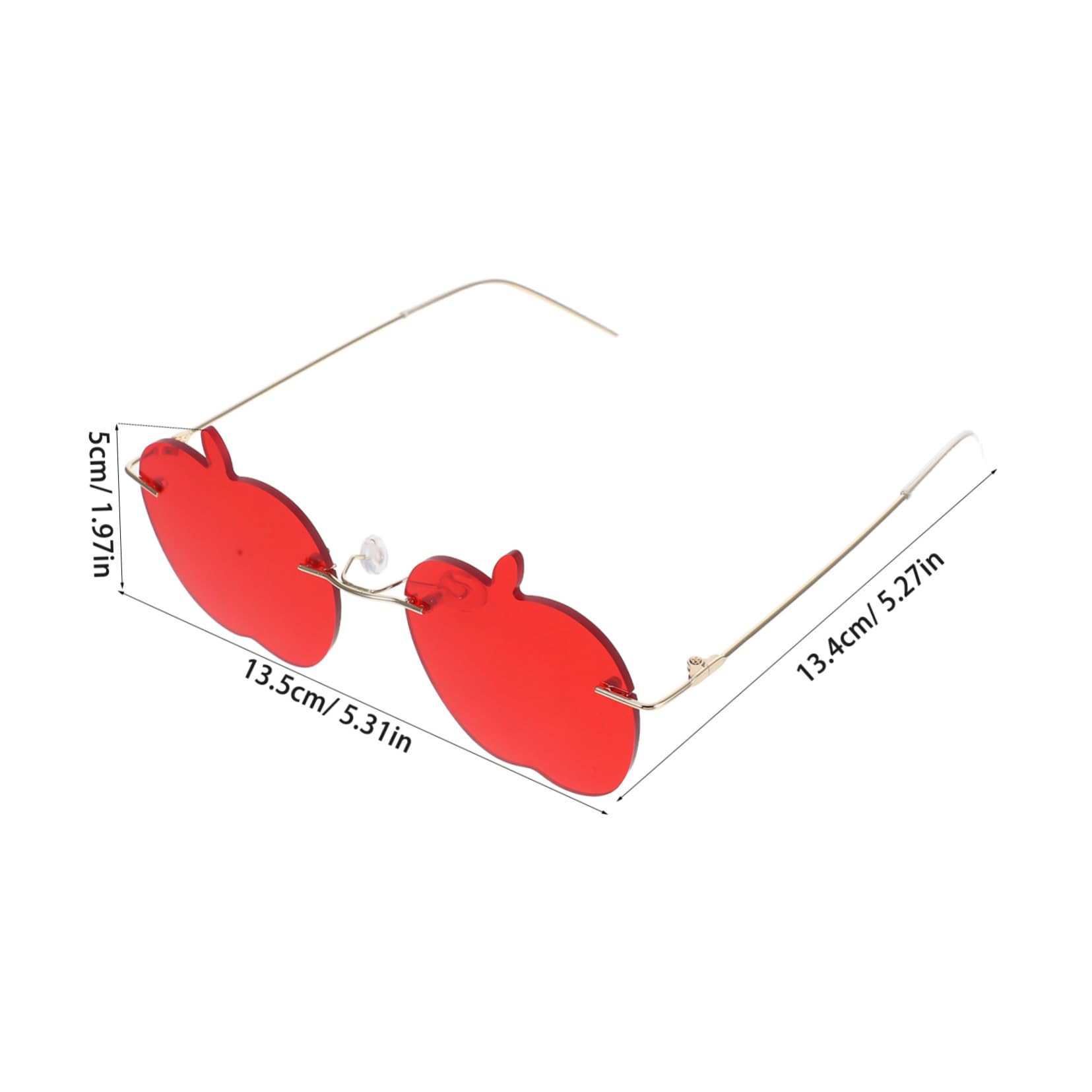 Beavorty 1Pc Apple Shaped Frameless Sunglasses for Parties Cosplay and Photography Chic Red Fashion Accessory for Women for Christmas and Carnival Celebrations
