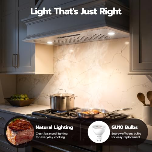 Image of 36 inch Insert Range Hood 900 CFM, with Gesture & Touch Control | Quiet, Stainless Steel, Baffle Filters, LEDs, Ducted /Ductless Convertible, Delay Shut-off