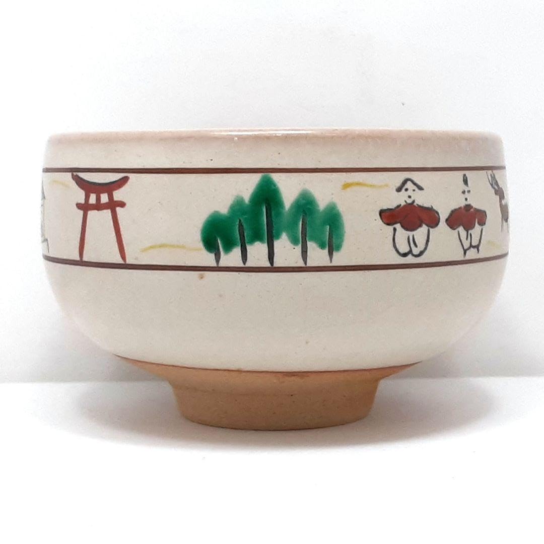 Amazon.co.jp: Y1513-4 茶道具 赤膚焼 大塩正人作 奈良絵 茶碗 PPP