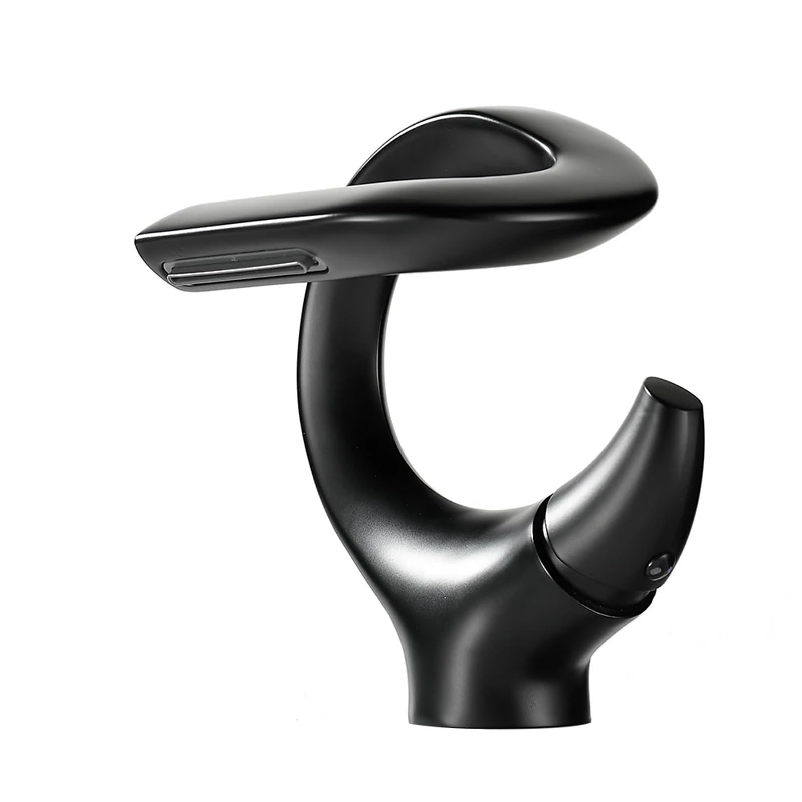 Basin tap Basin Faucet Brass Bathroom Waterfall Hot and Cold Water Mixer Tap Single Handle Chrome Black(Black)
