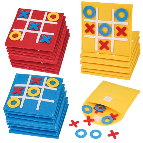 Moosono Tic Tac Toe Spiel, 24 Stück Filz Tic Tac Mini, Bunt Tic Tac Town Spiel, Lernspielzeug Geeignet für Geburtstag, Kindertag, Zuhauser, Schule, Party