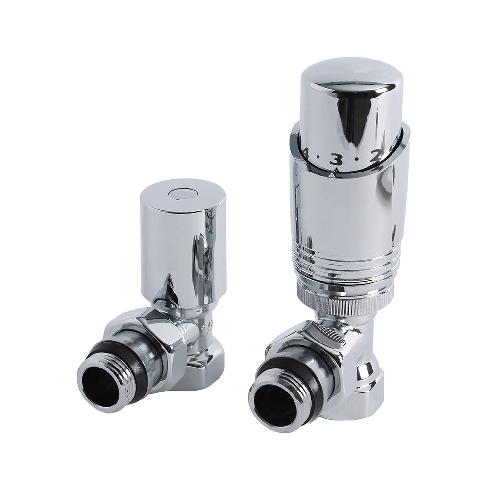 Milano Women's Chrome 1/2" Thread Valve And Trv Thermostatic Radiator Valve