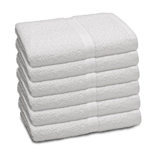 COMMERCIAL BASIC 6 PIECE BATH TOWEL SET BY MARTEX - 6 Bath Towels, Everyday Value, Home, Apartment, Gym, Pool, RV, Camp, Water Parks, Kids - Machine Washable, Absorbent, Economical - WHITE