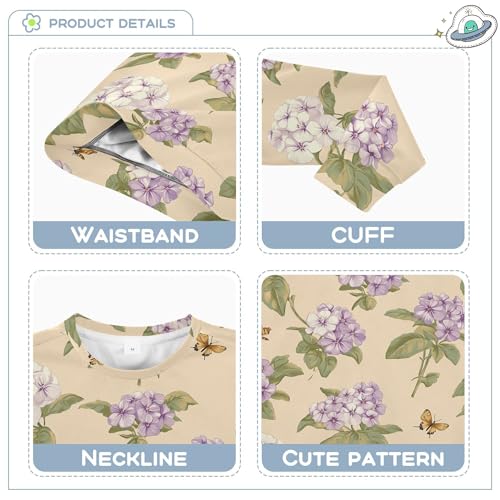 JUNZAN Retro Phlox Beige Little Girls Pullover Hoodie Long Sleeve Kids Hoodies Boys Sports 4T3