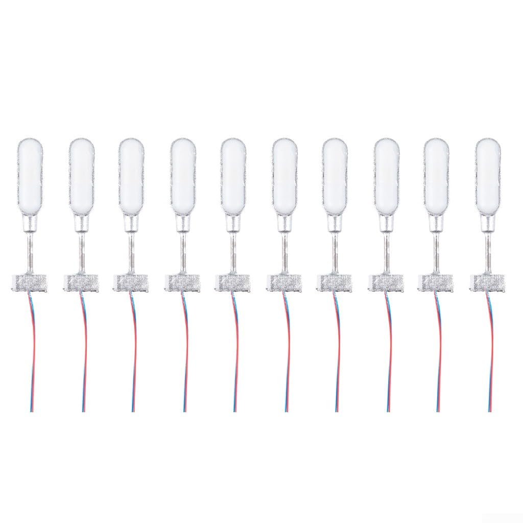 10pcs Model Railway Led Lamppost Lamps, Street Lgihts N Scale, Model Railway Lights, LED Lattice Mast Light For Track N Platform Light Kit, 28mm, Miniatures Sand Table Accessories (Silvery)