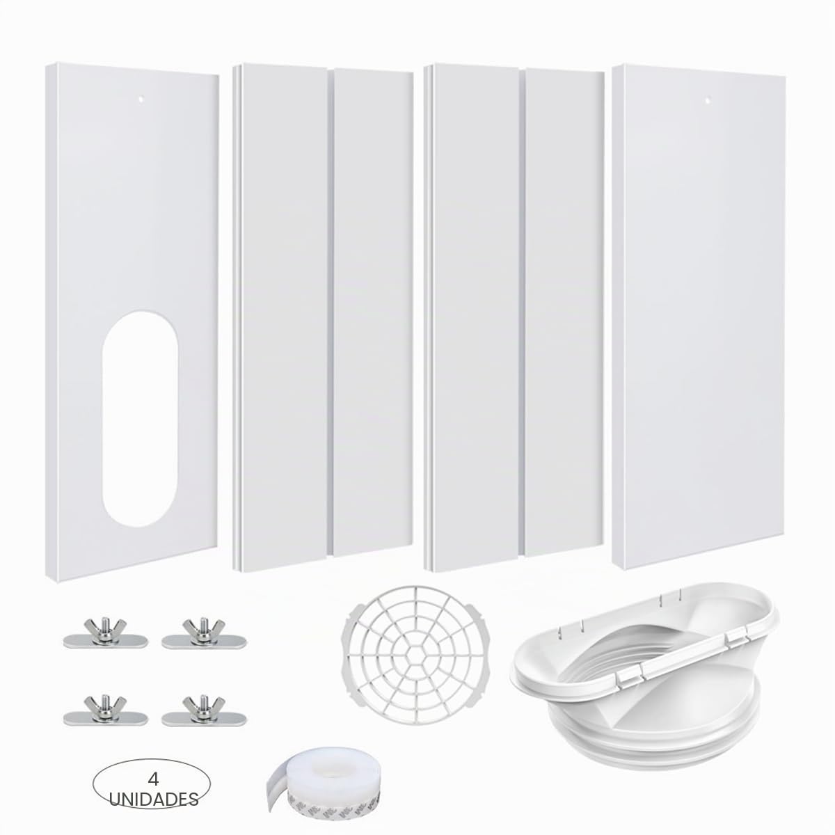 Kit de ventilación de ventanas de aire acondicionado portátil, kit de ventana de CA portátil, longitud ajustable de 43 a 144 cm
