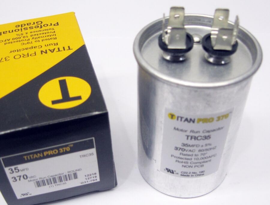 Replacement for TitanPro TRC35 HVAC Round Motor Run Capacitor 35 MFD/UF 370 Volts