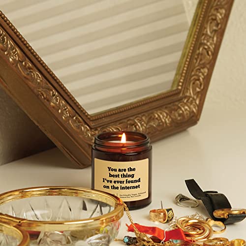 Hatoune Vanilla & Chestnut Scented Soy Candle, You Are The Best Thing I've Ever Found On The Internet, Made In Usa, 20-25 Hour Burn Time, 3.4 Oz Amber Jar #TOP3