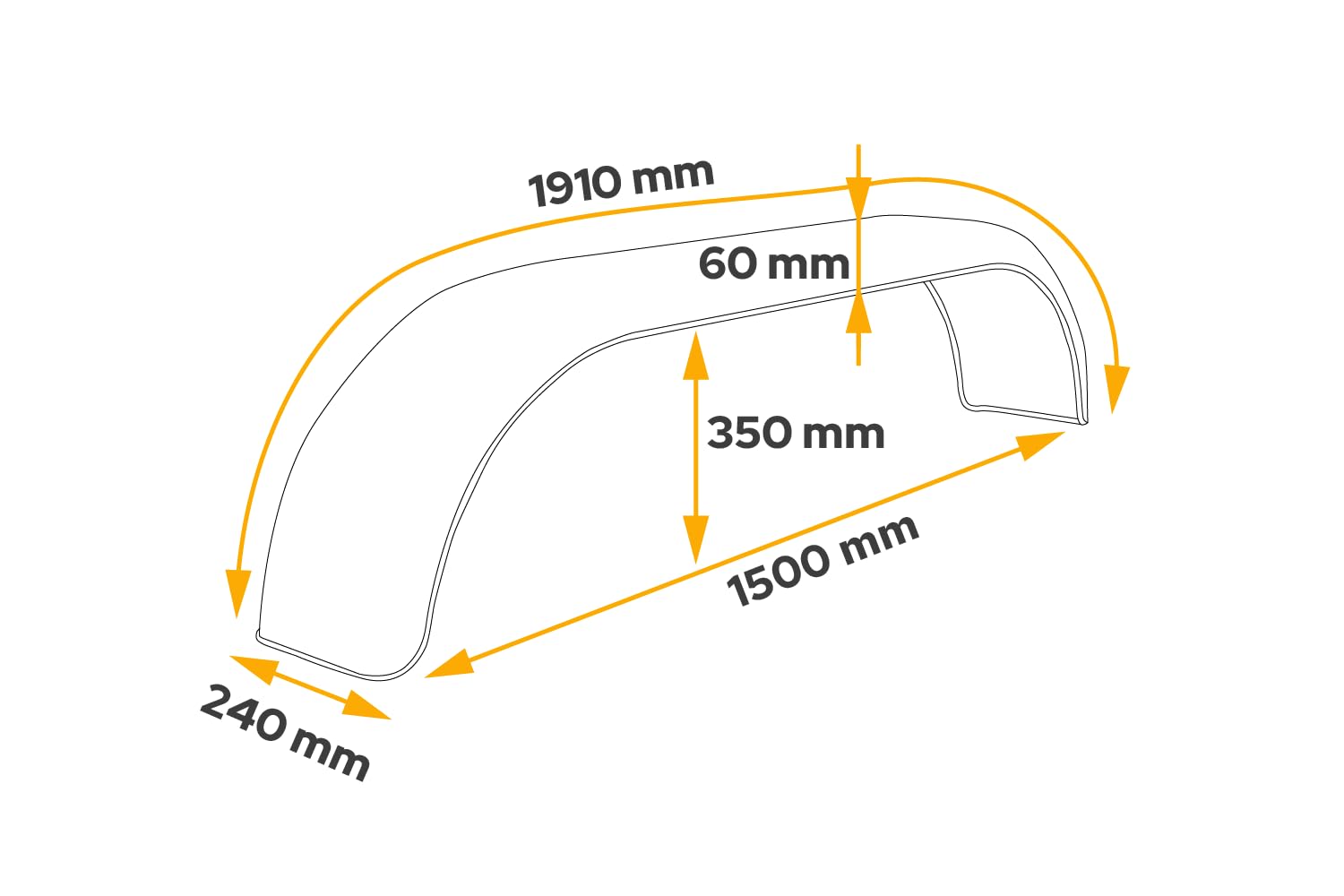 UNITRAILER Tandem-Kotflügel für Anhänger 13-14" DOMAR D29300 Flacher Radlauf 1500/240mm
