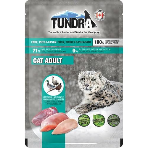 Tundra Katzenfutter Ente, Pute & Fasan, Nassfutter, Pouchbeutel 16 x 85 g