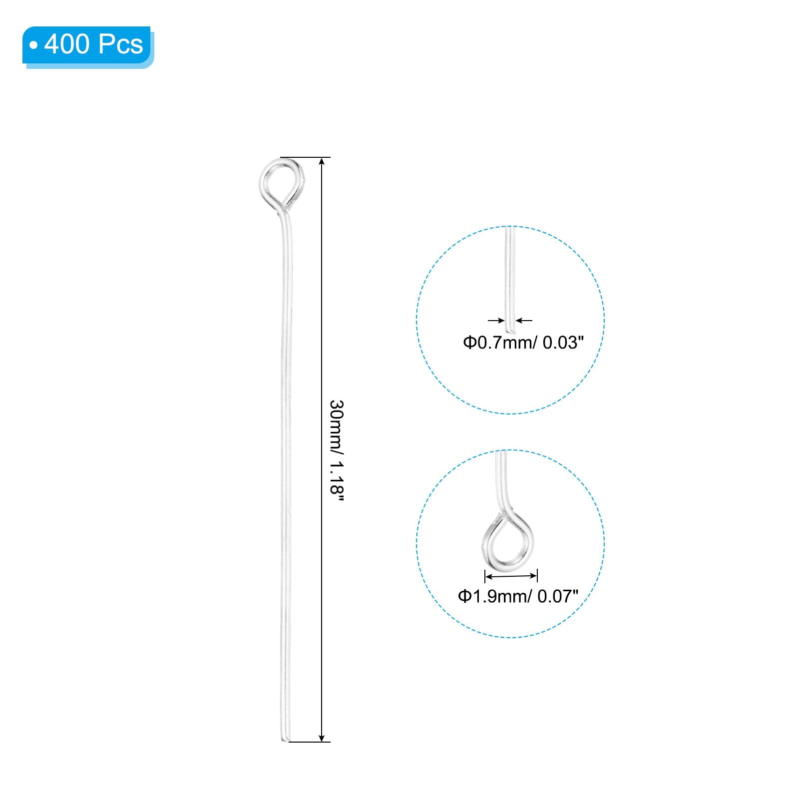 PATIKIL 30mm Open Eye Pins - Image 2
