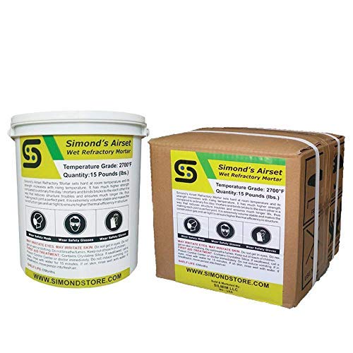 SIMOND STORE 15 Lbs. Tube 2700F Refractory Cement Pre-Mix Air Setting Wet Refractory Mortar for Insulating Firebricks