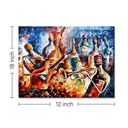 Image of RANGOLI 100% Cotton Stretched Canvas Painting 400 GSM, Framed Bottle Jazz Canvas Abstract Wall Art for Living Room, 3D Paintings for Wall Decor (12 x 18 Inch With Frame)