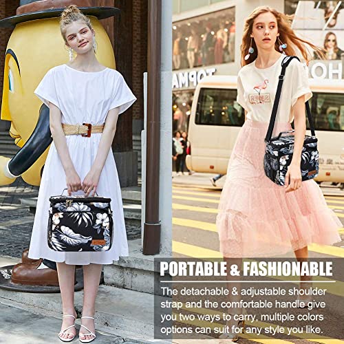 Tiblue Insulated Lunch Bag For Women/Men - Reusable Lunch Box For Office Work School Picnic Beach - Leakproof Freezable Bag With Adjustable Shoulder Strap For Kids/Adult(Medium, Flirtatious Hibiscus) #TOP6