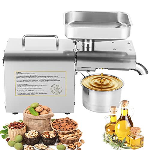Moongiantgo Kitchen Oil Press Machine 610W Automatic Oil Extractor for Home Electric Hot Oil Expeller Stainless Steel Organic Oil Maker for Coconut Avocado Almond Walnut Sesame Castor (110V)