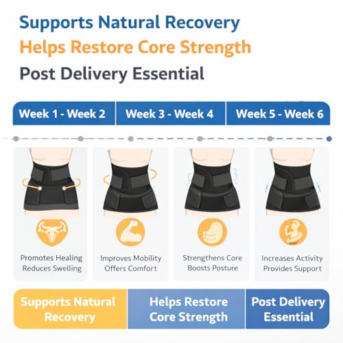 Image of 3-in-1 Postpartum Belt for Women - Post Pregnancy Belly Binder, Waist & Pelvic Support - C Section Recovery, Tummy Tightening, Back Pain Relief - Adjustable Fit - Black-XXL
