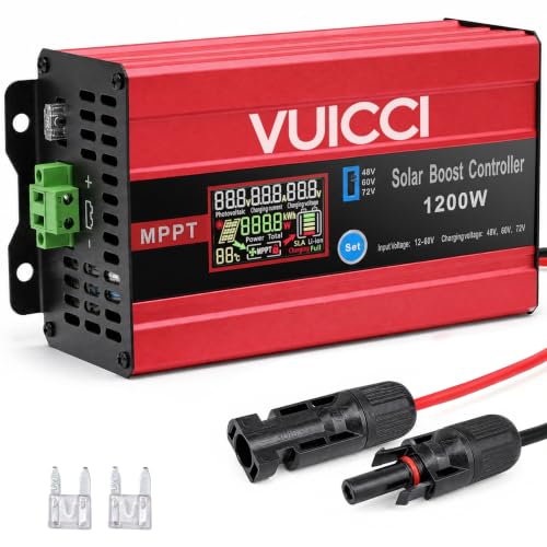 Image of 30A Boost MPPT Solar Charge Controller 1200W | 12-60V to 48V /60V /72V Step-Up | LiFePO4 /Ternary Lithium /Lead-Acid /AGM /Gel | Color LCD | 99% Tracking | RV Golf Cart Off-Grid | 1-Year Warranty