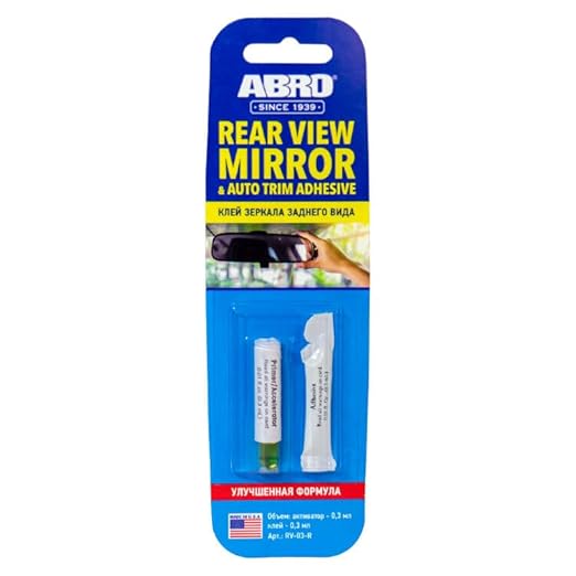 ABRO Rear View Mirror Adhesive, Two-Step Application, Ultra-Strong Permanent Bond, Ideal for Auto Trim Attachment, Quick-Set Solution for Mirrors, Trim, and Moldings