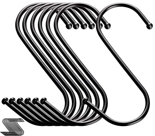 Paquete de 20 Ganchos S Negros Ganchos para Colgar en S Ganchos en Forma de S Percha Colgante para Colgar en Forma de S de Metal Cocina Olla Sartén Ganchos para Herramientas