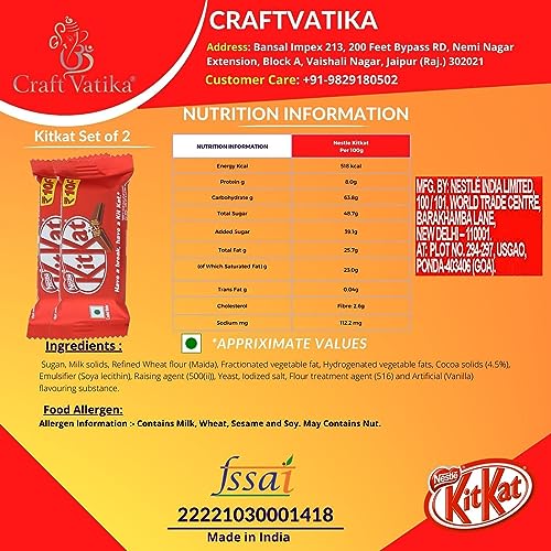 Image of CraftVatika Rakhi Gift Hamper with Chocolate, Rakhi with Mug Gift Box, Amazing Bro Printed Coffee Mug with Turtle Rakhi, AD work Raki with Greeting Card, Kitkat Chocolate