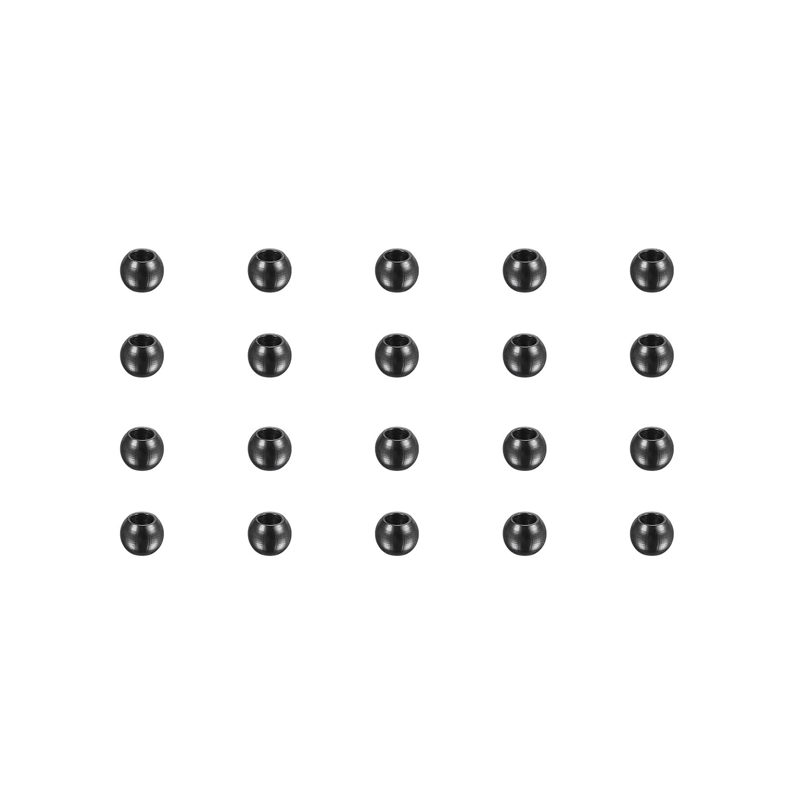 sourcing map 20pcs Beads 2mm Stainless Steel 1mm Hole Dia Bead for DIY Crafts, Black