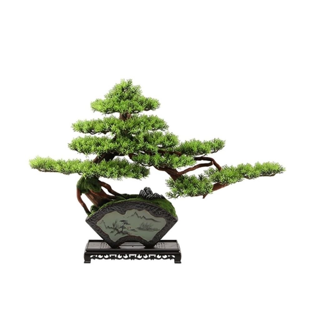 WOTZOV Fake Plants Artificial Bonsai Tree With Ceramic Plate And Base Living Room Office Desktop Fake Plant Ornament Bonsai Tree