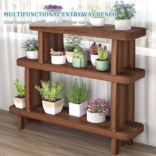 Taburete de madera maciza para zapatos de entrada y pasillo con almacenamiento rectangular 4